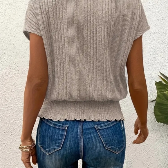 Ribbed Cinched hem blouse - Picture 2 of 3